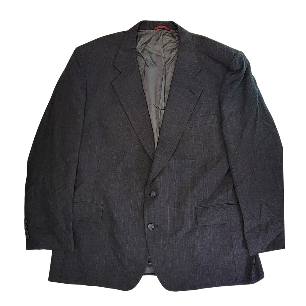 Jos A Bank Wool‎ Pinstripe Suit Blazer Jacket Men 48 R Dark Gray